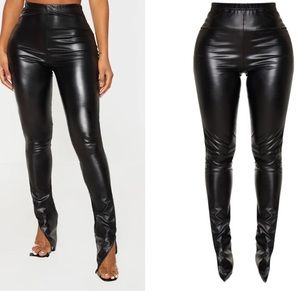 Shape Black PU Split Hem Pants